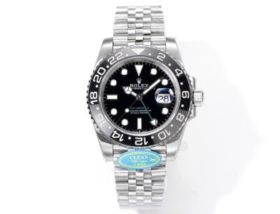C Factory Top Grade Replica Rolex GMT-Master II Watch Black Face Black Ceramic Bezel 